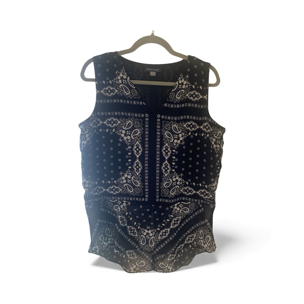 Tommy Hilfiger Navy & White Bandana Print Flowy Tank